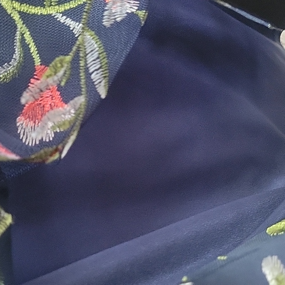 Floral Embroidered Navy and Pink Boho Sleeveless Dress XL - Picture 11 of 16